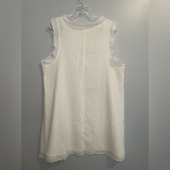 White Dress Size XL Scalloped Edge Mini 100% Cotton EUC Beach Travel Casual Cute - Picture 3 of 13